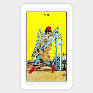 Card #56 - Seven Of Swords - Rider Waite Smith Tarot Sticker